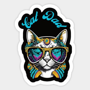 Cat Dad Black Cat Vintage Eighties Style Cat Retro Sticker